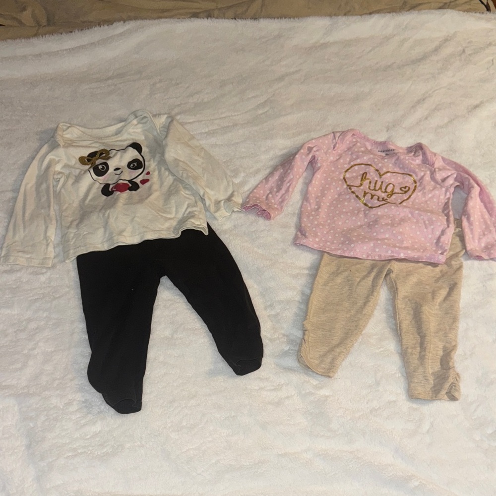 Healthtex Pink Baby Top with White Polka Dots